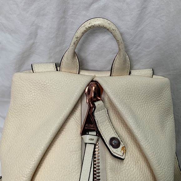 Aimee Kestenberg Cream Leather Backpack - Picture 11 of 12